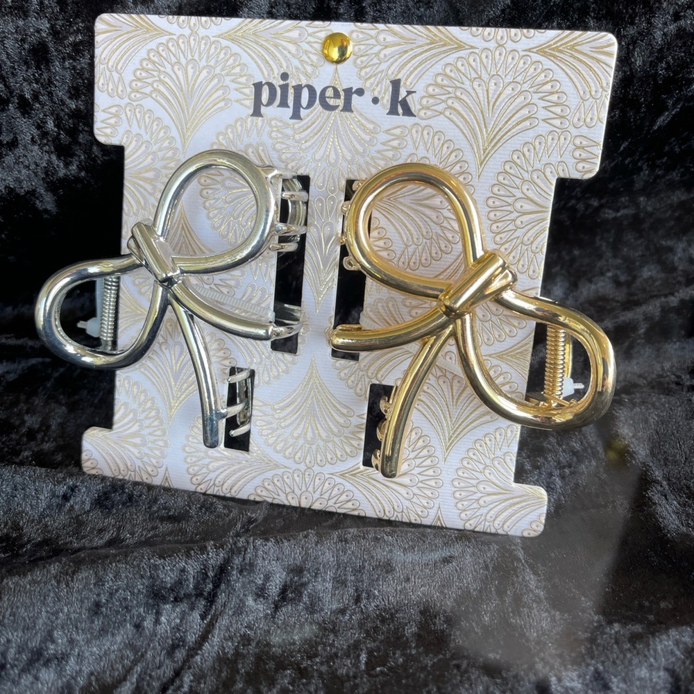 Piper K Gold and Silver Bow Hair Accessories
